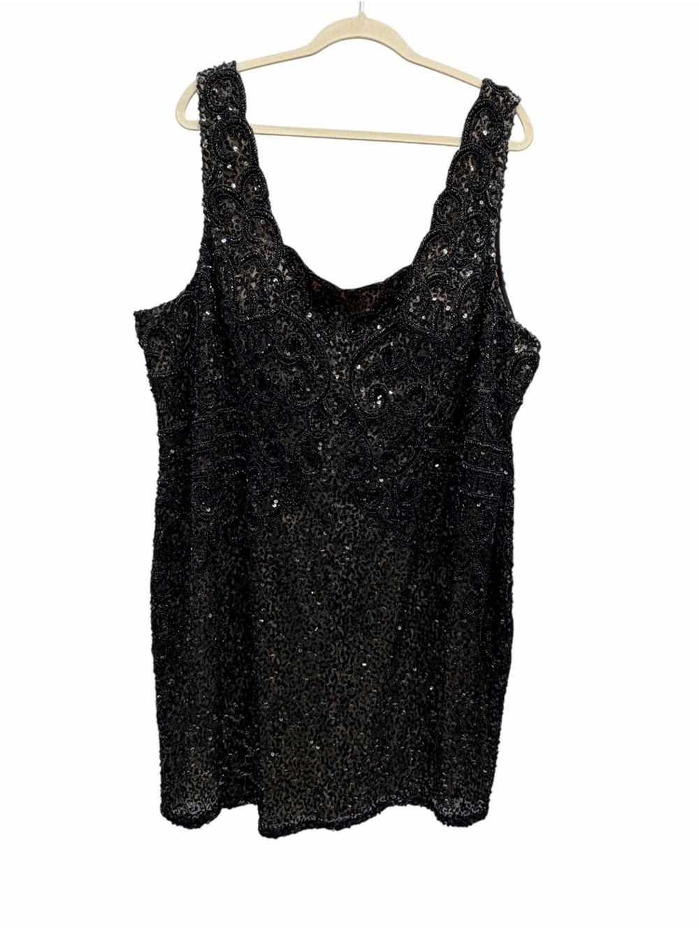 NWT Scala 60046X Black Nude Sequin Short Cocktail Dress Plus Size 22
